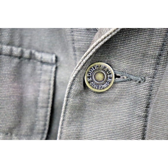 Eddie Bauer Barn Chore Rustic 90's Zip Jacket Leather Collar Olive Men L Tall - Picture 8 of 16
